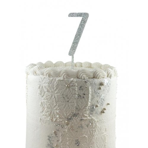 #7 Cake Topper Glitter Silver