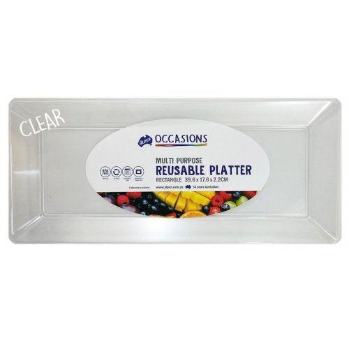 Multi Purpose Clear Reusable Rectangle Platter 39.6x17.6x2.2cm