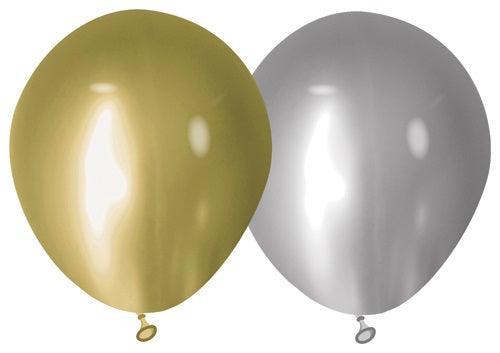 Gold & Silver Chrome 12cm Balloons 20 Pack