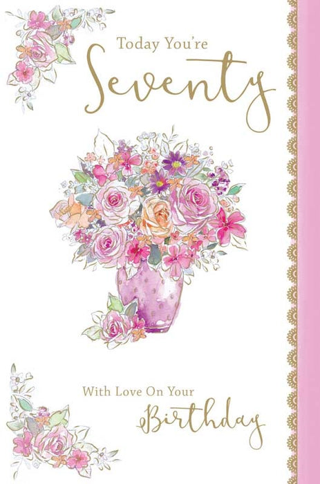 Happy 70th Birthday Female Card - Elegance