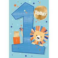 One Today Birthday Card With Lions & Presents