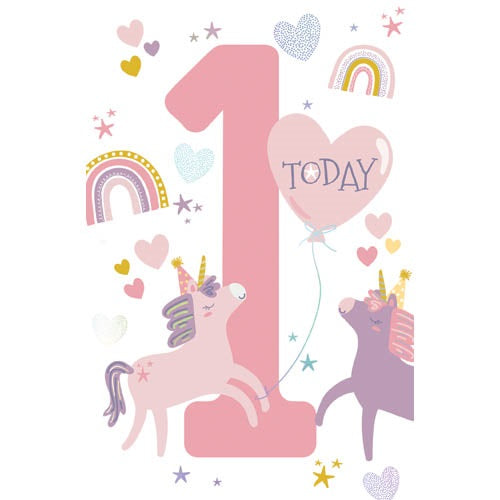 1 Today Unicorn Birthday Card