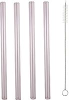 Short Glass Straws Pink 4 Pack With Cleaner Frankie & Me