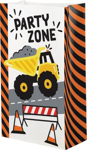 Construction Party Zone Paper Loot Bags 8 Pk