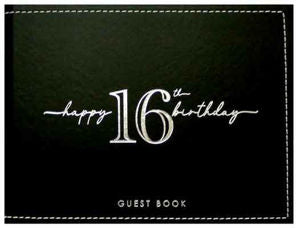 Happy 16tht Birthday Black Guest With Silver Writting