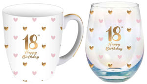 18th Sweet Heart Mug & Stemless Glass Gift Set