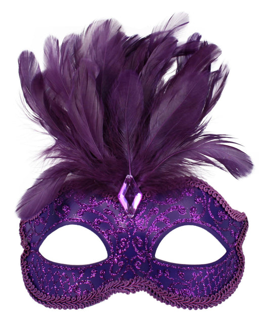 Daniella Purple With Feathers Eye Mask