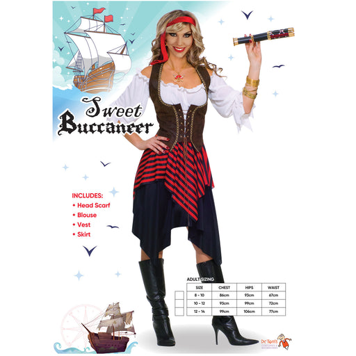 Womans Sweet Buccaneer Costume 12 to 14