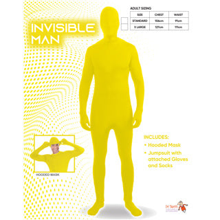 Adult Invisible Man Yellow Size Extra Large