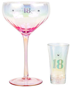 18th Holographic Cocktail & Shot Glass Gift Set