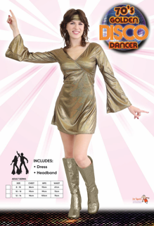 Golden Disco Dancer Costume 8-10