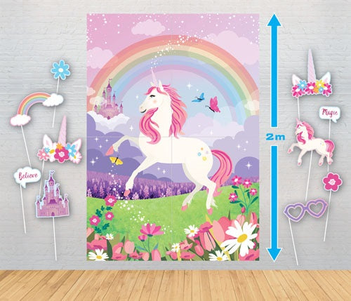 Giant Poster Backdrop With Photo Props Unicorn