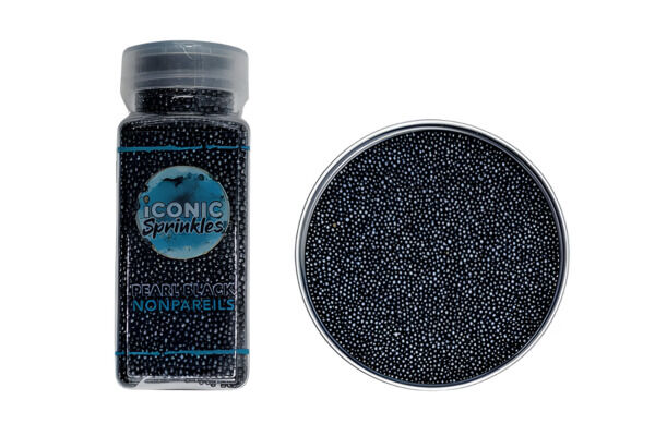 100g Pearl Black Non Pareils - Iconic Sprinkles