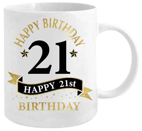 21st Birthday White and Gold Mug