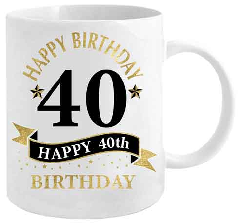 40th Birthday White and Gold Mug