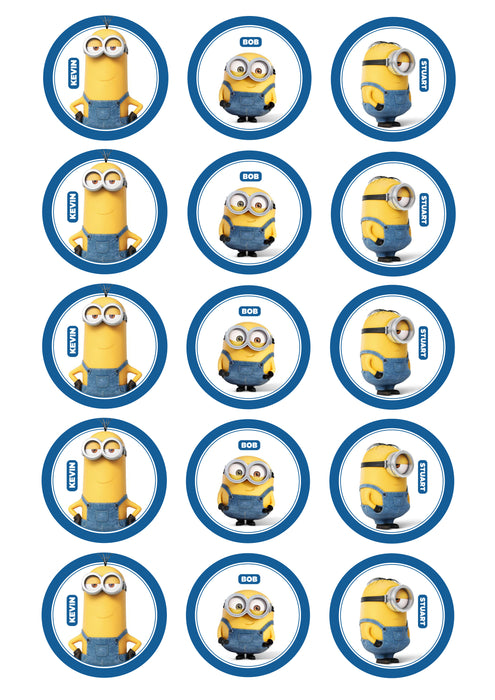 Minions 2 Inch/5cm Cupcake Image Sheet - 15 Per Sheet