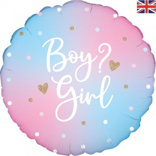 Boy Girl? Bright Pastel Gender Reveal 18" Foil Balloon