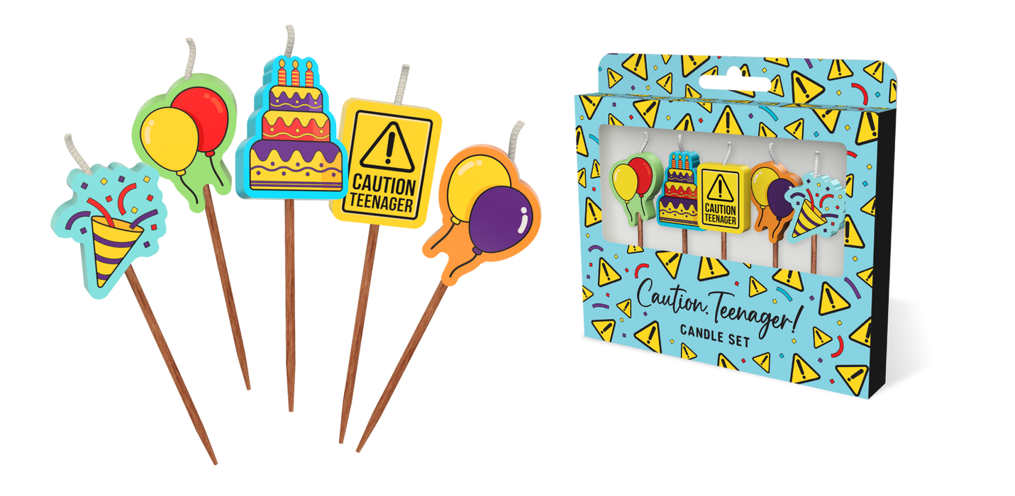 Caution Teenager Candles 5 Pack