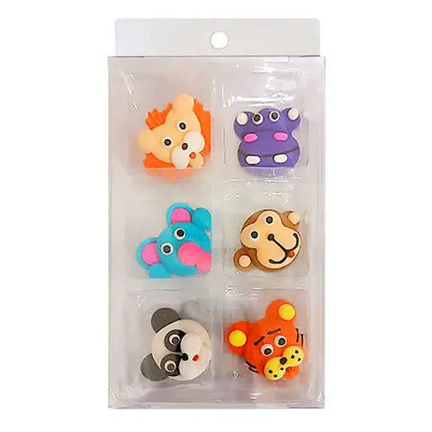 Best Before SALE Large Safari Animals Sugar Decorations 6 Piece Pack
