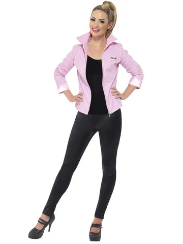 Grease Deluxe Pink Ladies Jacket, Pink, with Jacket & Name Badges Medium