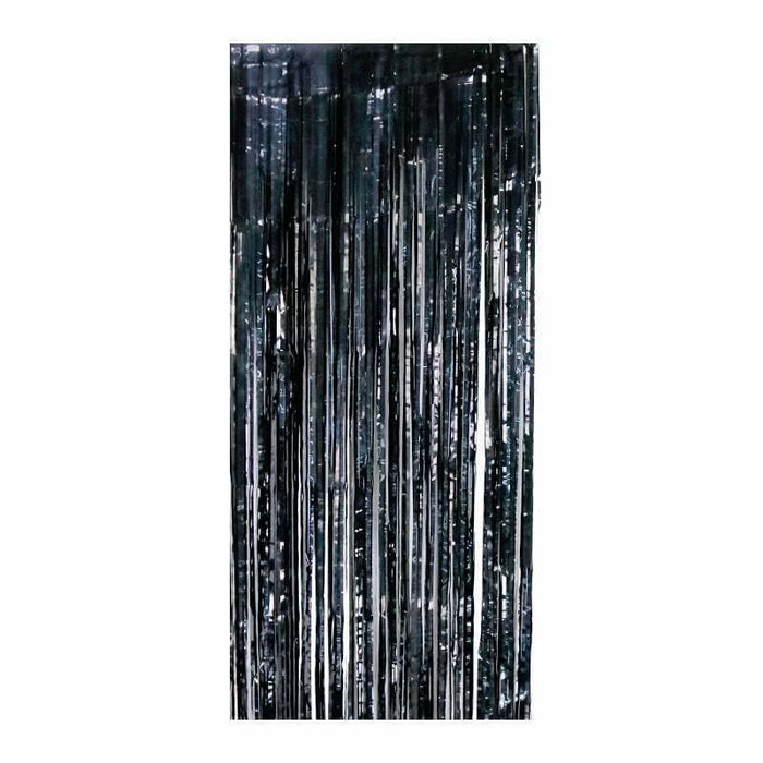 Black Foil Fringe Curtain 200 x 100cm