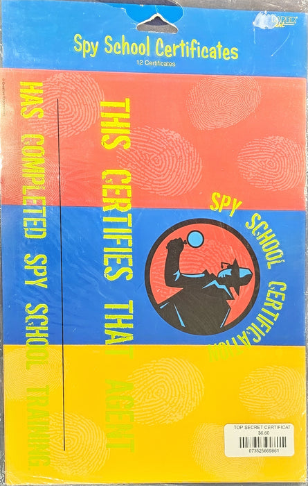 Top Secret Spy School Certificate