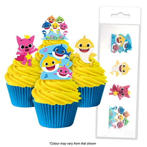 Baby Shark Edible Wafer Cupcake Toppers 16 Piece Pack