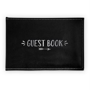 Guest Book Black with Silver Writing  27 X 19 cm