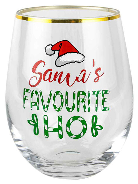 Assorted Humorous Christmas Stemless Wine Glasses