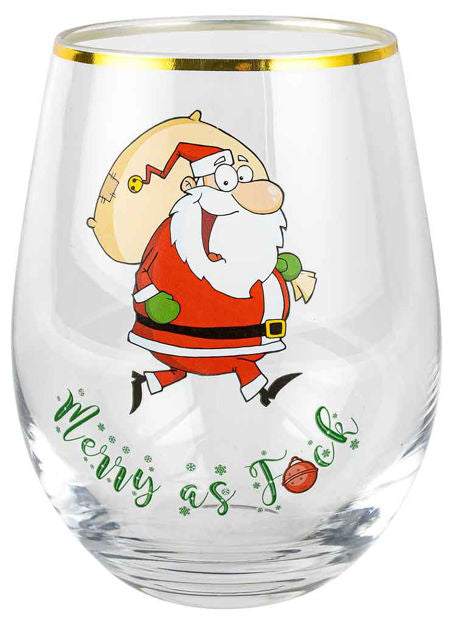 Assorted Humorous Christmas Stemless Wine Glasses