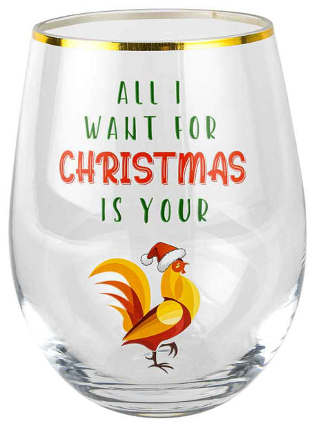 Assorted Humorous Christmas Stemless Wine Glasses