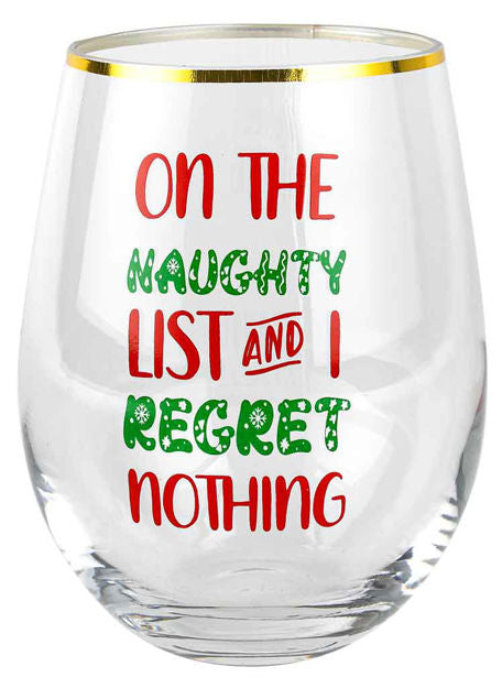 Assorted Humorous Christmas Stemless Wine Glasses