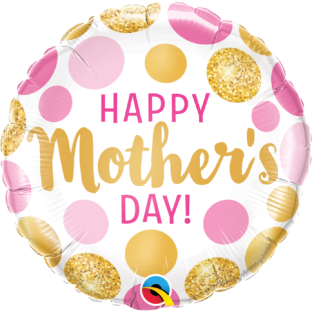 Happy Mothers Day Pink & Gold Dots Foil
