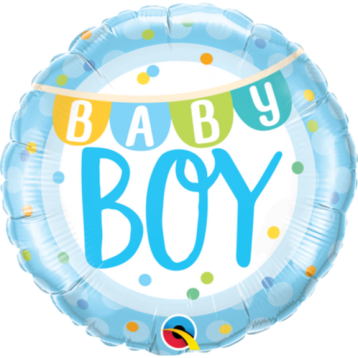 18" Foil Balloon Baby Boy Banner & Dots