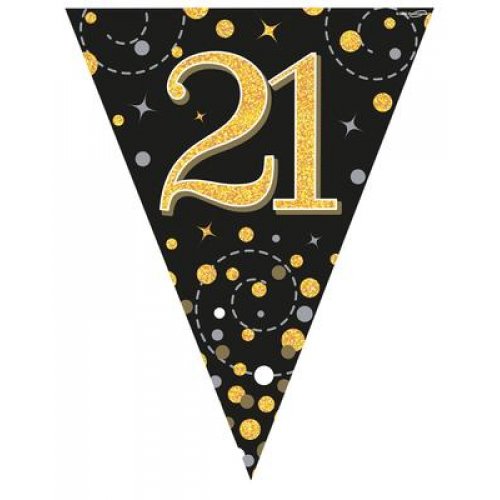 Sparkling Fizz Black and Gold Flag Bunting