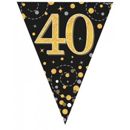 Sparkling Fizz Black and Gold Flag Bunting