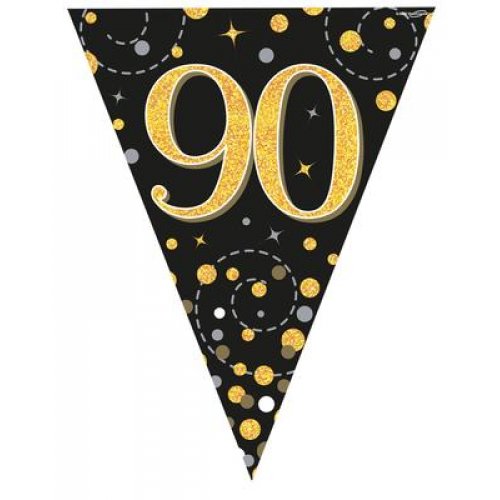 Sparkling Fizz Black and Gold Flag Bunting