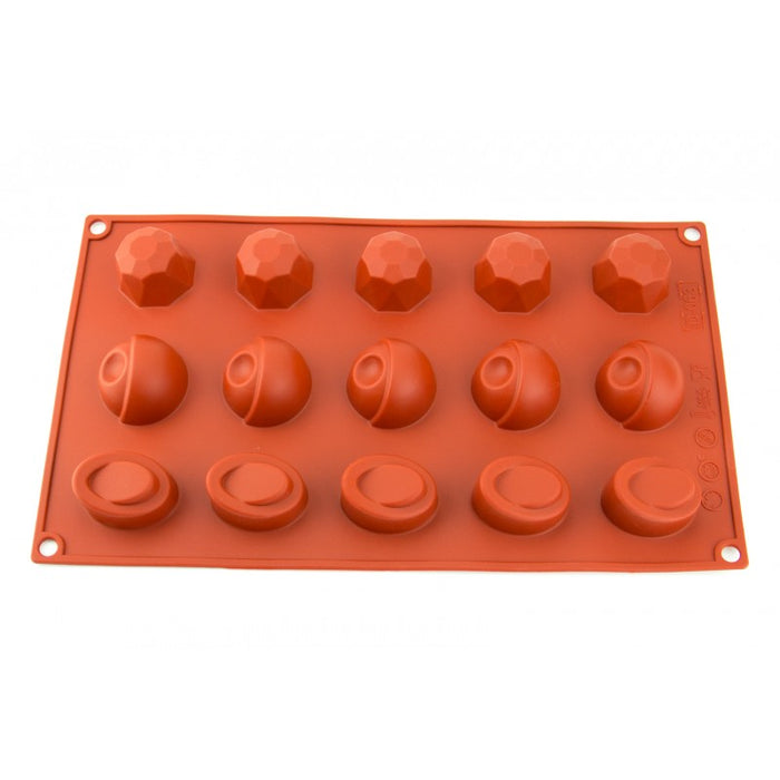 15 Cavity Assorted Petits Fours - Silicone Chocolate Mould/ Flexible Baking Mould