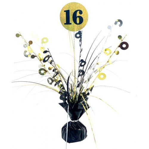 Birthday Black/Gold Holographic Centrepiece