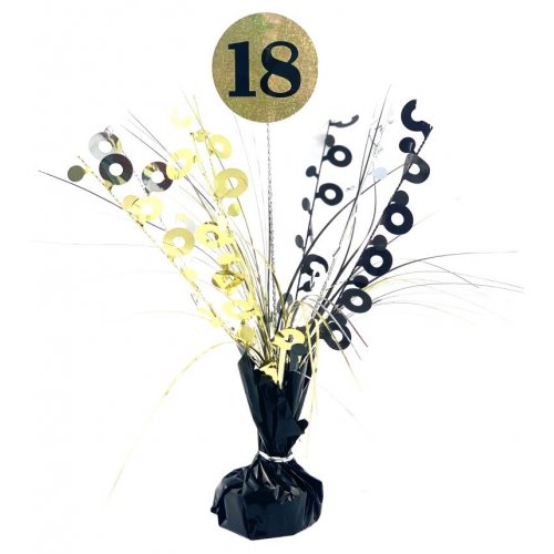 Birthday Black/Gold Holographic Centrepiece