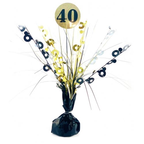 Birthday Black/Gold Holographic Centrepiece