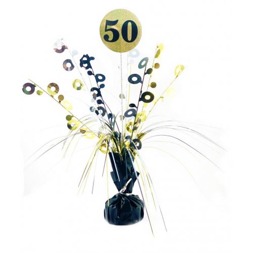 Birthday Black/Gold Holographic Centrepiece
