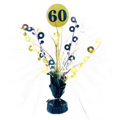 Birthday Black/Gold Holographic Centrepiece