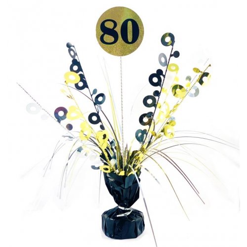 Birthday Black/Gold Holographic Centrepiece