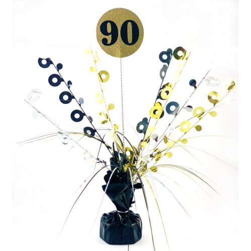Birthday Black/Gold Holographic Centrepiece