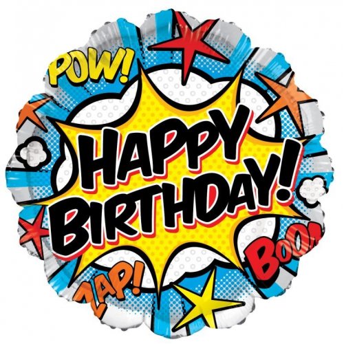 18" Foil Balloon Happy Birthday Comic