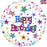 18" Foil Balloon Happy Birthday Ribbons & Stars