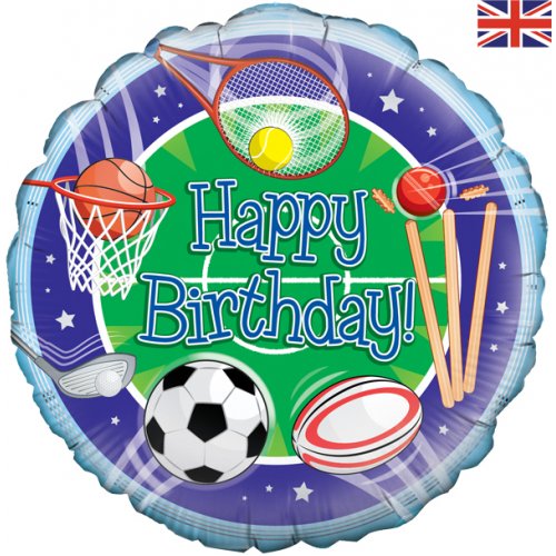 18" Foil Balloon Happy Birthday Sports