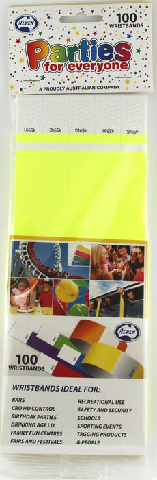 Wristbands Tyvek 100pk Yellow