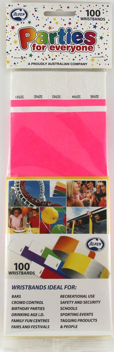 Wristbands Tyvek 100pk Pink
